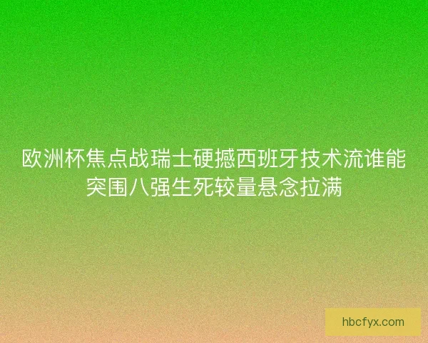 欧洲杯焦点战瑞士硬撼西班牙技术流谁能突围八强生死较量悬念拉满
