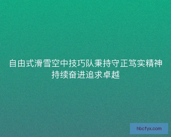 自由式滑雪空中技巧队秉持守正笃实精神持续奋进追求卓越